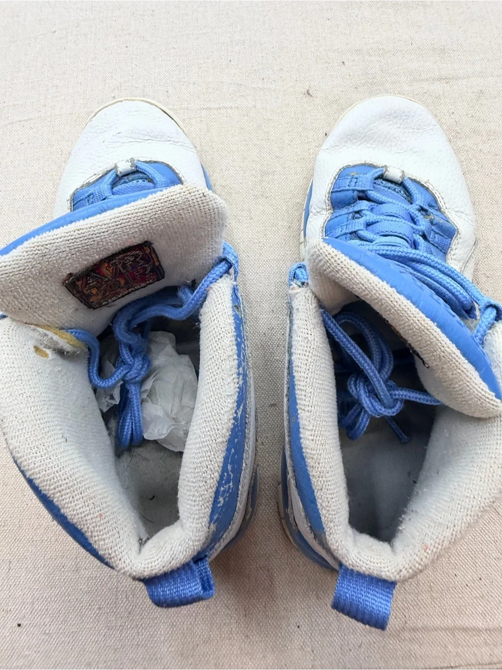 Jordan  White and Blue High-Top Sneakers